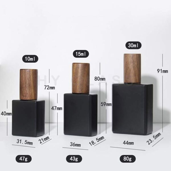 10ml 15ml 30ml Matte black square spray perfume bottle