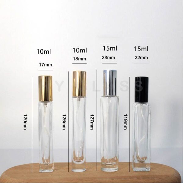 Custom cylinder /rectangle glass spray perfume bottle