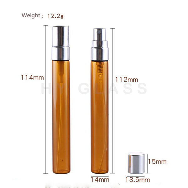 10ml Amber glass tube spray perfume bottle