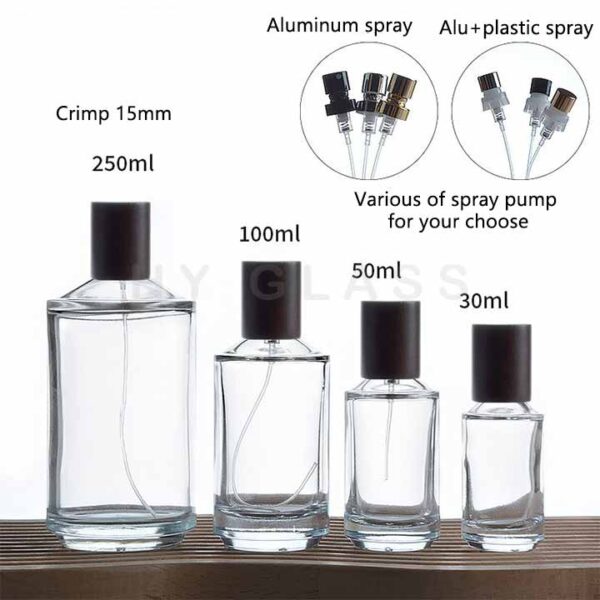 30ml-250ml Glass sloping shoulder perfume bottle factory