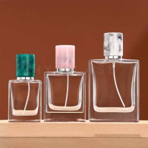 Luxury 30ml 50ml 100ml Square perfume bottle with resin cap