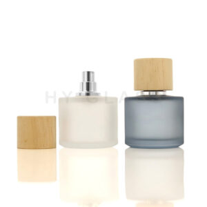 50ml Frosted glass perfume bottle with wooden cap