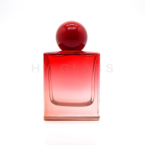 Custom 50ml Red square glass perfume bottle with ball lid