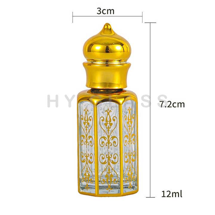 12ml Luxury arabic attar oud oil bottle with glass roller supplier