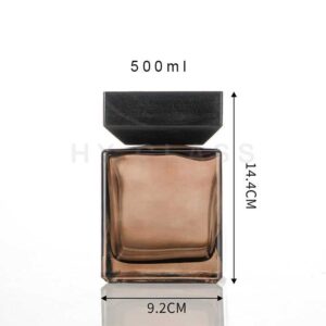 Cubic square glass diffuser bottle with ash wooden lid supplier