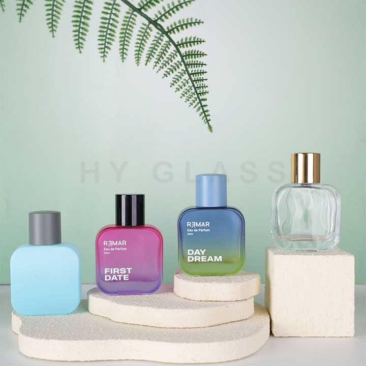 Custom 50ml Square glass perfume bottle supplier