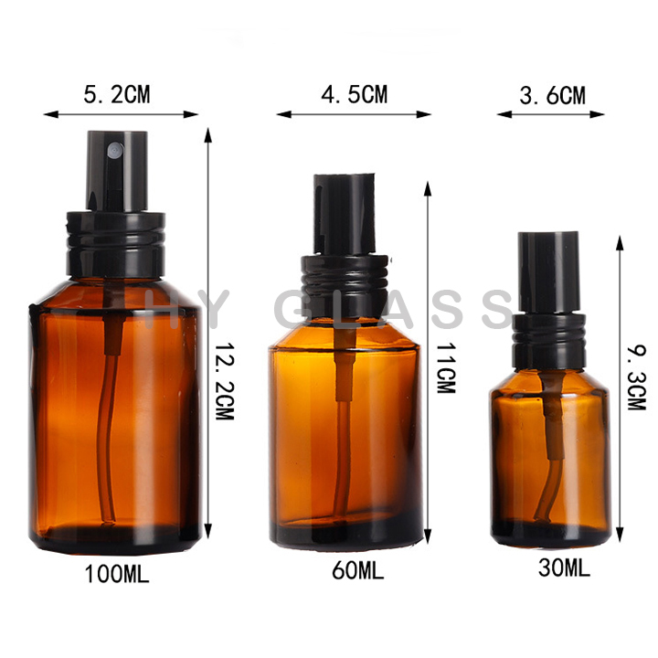 30ml 60ml 100ml Amber slopping shoulder perfume bottle with spray pump