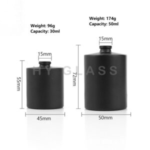 Empty 30ml 50ml cylinder matte black perfume bottle factory