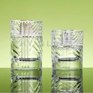 Luxurious 50ml 100ml fluted glass scent perfume bottle with arcylic cap