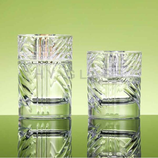 Luxurious 50ml 100ml fluted glass scent perfume bottle with arcylic cap