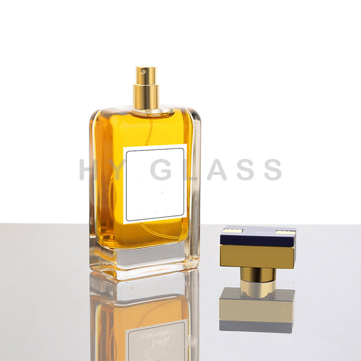Wholesale 100ml flat square glass scent perfume bottle with cap
